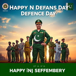 A heroic and patriotic scene featuring EAPJG standing proudly with the Nation's Protectors on Pakistan's Defence Day, celebrating the 6th of September