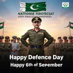 A heroic and patriotic scene featuring EAPJG standing proudly with the Nation's Protectors on Pakistan's Defence Day, celebrating the 6th of September