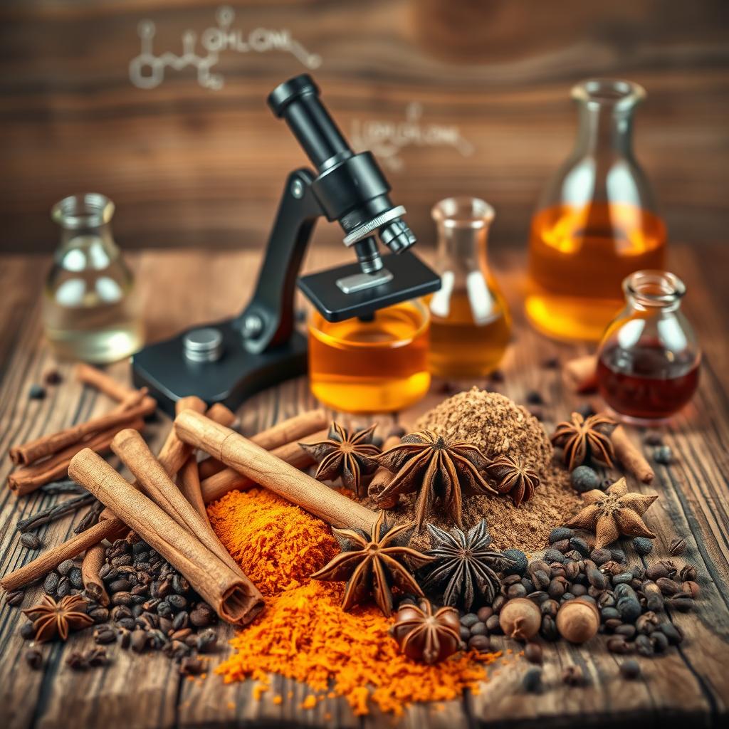 Scientific cover featuring a variety of spices