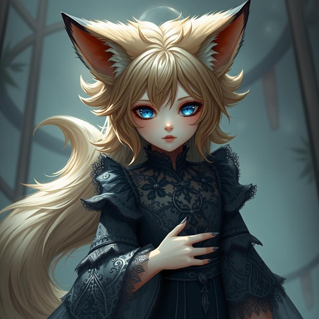 A captivating daemon fox girl with a mesmerizing presence