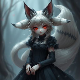 A captivating daemon fox girl with a mesmerizing presence