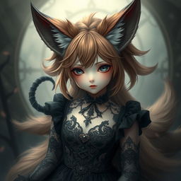 A captivating daemon fox girl with a mesmerizing presence