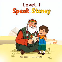 A delightful book cover for "Level 1 Speak Stoney" designed in a flat art style tailored for 1st grade students