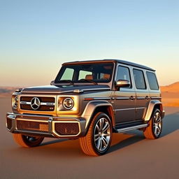 A luxury sedan that combines the rugged and boxy aesthetic of the G Wagon with the sleek, modern elegance of a Range Rover