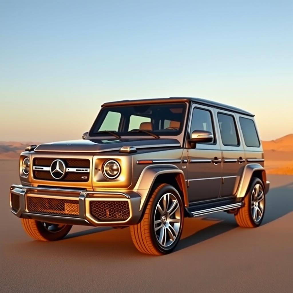 A luxury sedan that combines the rugged and boxy aesthetic of the G Wagon with the sleek, modern elegance of a Range Rover