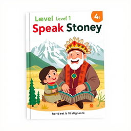 A delightful book cover for "Level 1 Speak Stoney" designed in a flat art style tailored for 1st grade students