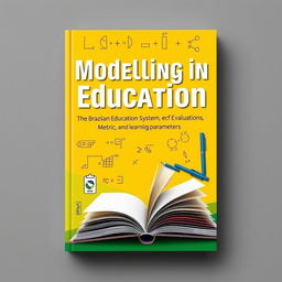 A book cover design focusing on the theme of "Modelling in Education: The Brazilian Education System, Evaluation, Metrics, and Learning Parameters