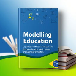 A book cover design focusing on the theme of "Modelling in Education: The Brazilian Education System, Evaluation, Metrics, and Learning Parameters