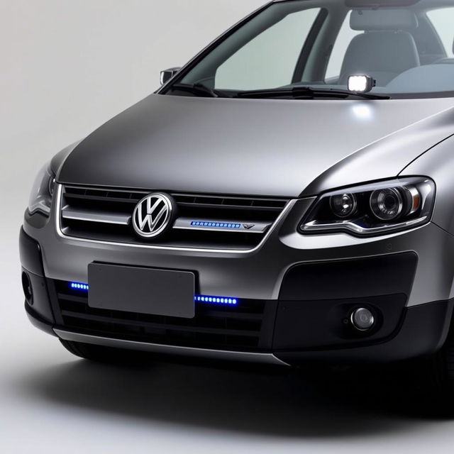 A 2008 Volkswagen Spacefox car in dark silver color with black bumpers and side mirrors