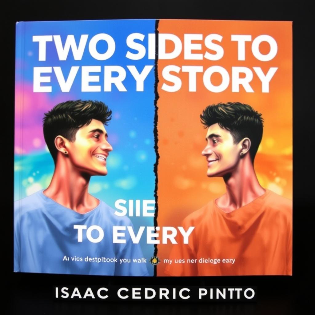 A book cover for "Two Sides To Every Story" by Isaac Cedric Pinto, featuring a mirror splitting the cover down the middle