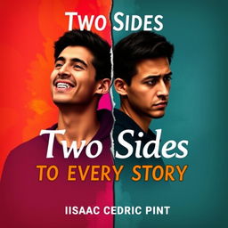 A book cover for "Two Sides To Every Story" by Isaac Cedric Pinto, featuring a mirror splitting the cover down the middle