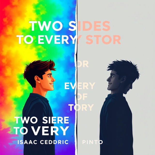 A book cover for "Two Sides To Every Story" by Isaac Cedric Pinto, featuring a mirror splitting the cover down the middle