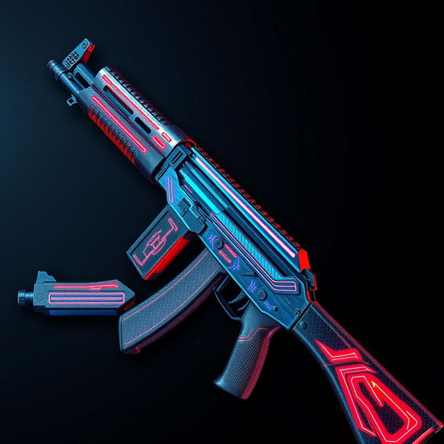 A highly detailed and visually appealing AK-47 skin for CS2, featuring an intricate design with vibrant colors and futuristic patterns that enhance the weapon's appearance