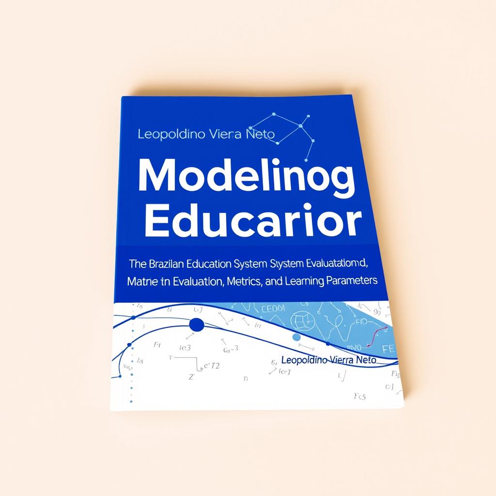 A book cover design featuring the theme "Modeling in Education: The Brazilian Education System, Evaluation, Metrics, and Learning Parameters