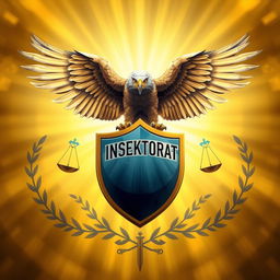 A majestic, ethereal depiction of an eagle soaring high above a massive, stylized shield emblazoned with the word 'INSPEKTORAT'