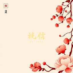 Create a minimalistic book cover for '红楼梦' (Dream of the Red Chamber), incorporating subtle elements from the Qing Dynasty era such as traditional Chinese motifs, elegant calligraphy for the title, and a soft red and gold color palette