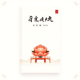 Create a minimalistic book cover for '红楼梦' (Dream of the Red Chamber) with a serene and elegant design