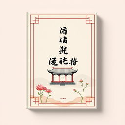 Create a minimalistic book cover for '红楼梦' (Dream of the Red Chamber) with a serene and elegant design