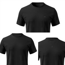 Design of a plain black short-sleeved shirt, focusing on simplicity and elegance