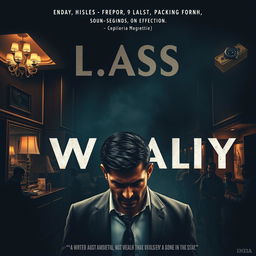 An advertising poster for a movie exploring class disparity in India, featuring a gripping narrative centered around a man who murders his boss to seize his wealth