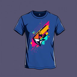 A stylish and modern t-shirt design featuring vibrant colors and a trendy, abstract pattern