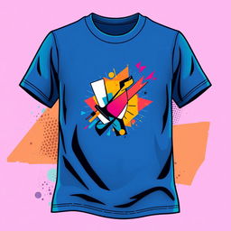 A stylish and modern t-shirt design featuring vibrant colors and a trendy, abstract pattern