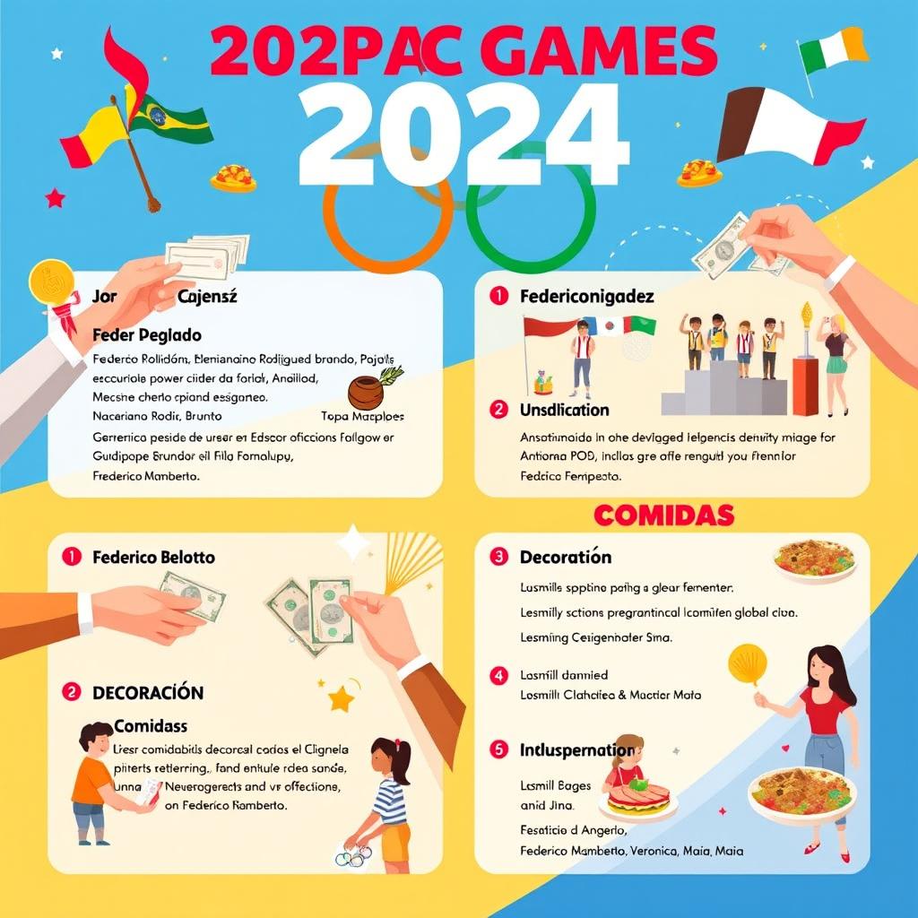 A vibrant and dynamic 2024-themed Olympic Games poster melding the event's grandeur with the given topics