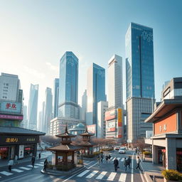 A futuristic metropolis in Japan, showcasing advanced nanotechnology integrated seamlessly into the urban environment