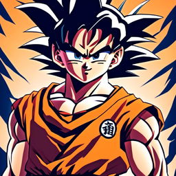 Anime art profile picture of Goku from Dragon Ball Z with spiky black hair and vibrant eyes, smiling broadly in his iconic orange gi against a warm gradient background.