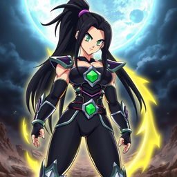 Echalott, a tall and athletic female Saiyan warrior depicted in the Dragon Ball Z art style