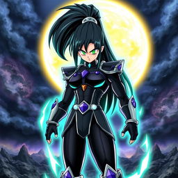 Echalott, a tall and athletic female Saiyan warrior depicted in the Dragon Ball Z art style