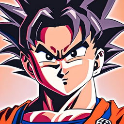 Anime art profile picture of Goku from Dragon Ball Z with spiky black hair and vibrant eyes, smiling broadly in his iconic orange gi against a warm gradient background.