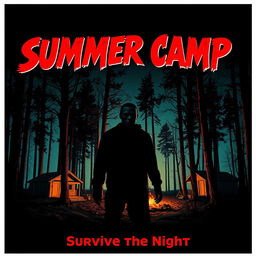 A chilling 1981 summer camp horror movie poster featuring a menacing silhouette of a masked slasher standing ominously in the foreground