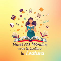 Un cartel inspirador para motivar la lectura, con un diseño lleno de energía y color