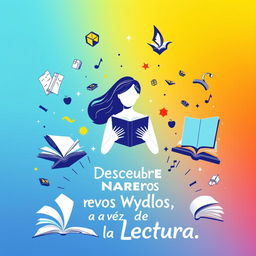 Un cartel inspirador para motivar la lectura, con un diseño lleno de energía y color