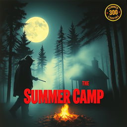 A chilling 1981 summer camp horror movie poster featuring a shadowy figure lurking near a creepy cabin in the woods, under a full moon