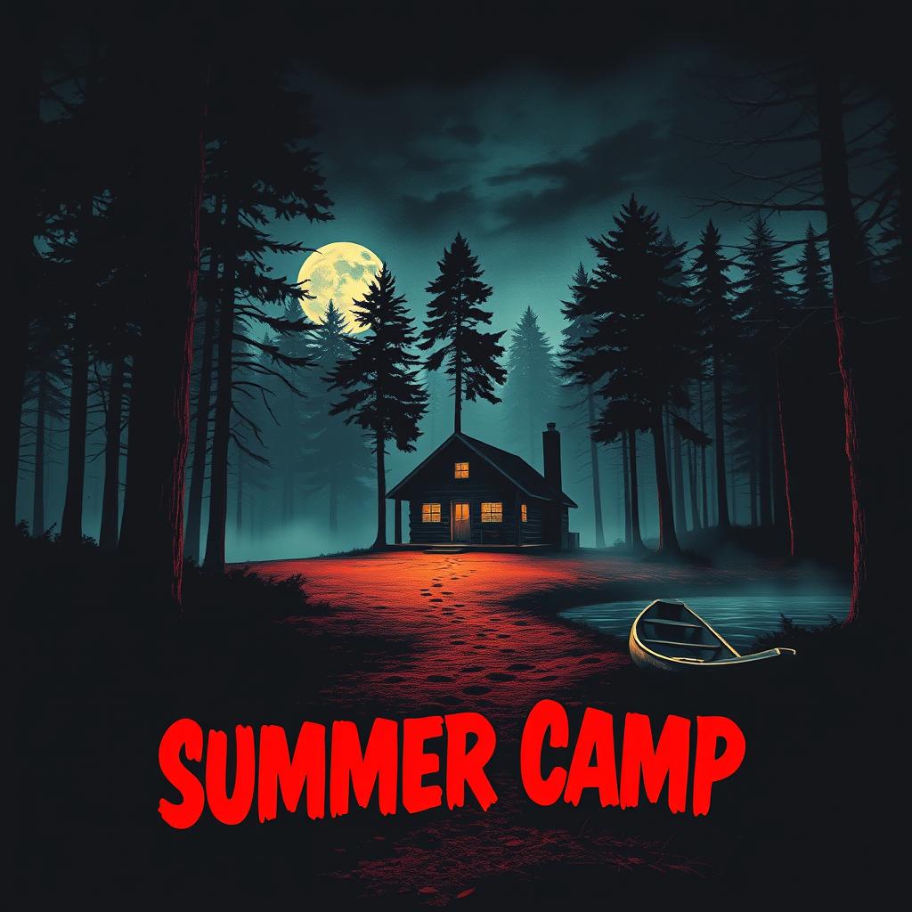 A vintage 1981-style horror movie poster set in a chilling summer camp