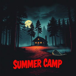 A vintage 1981-style horror movie poster set in a chilling summer camp