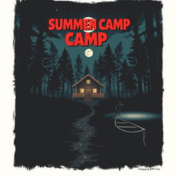 A vintage 1981-style horror movie poster set in a chilling summer camp