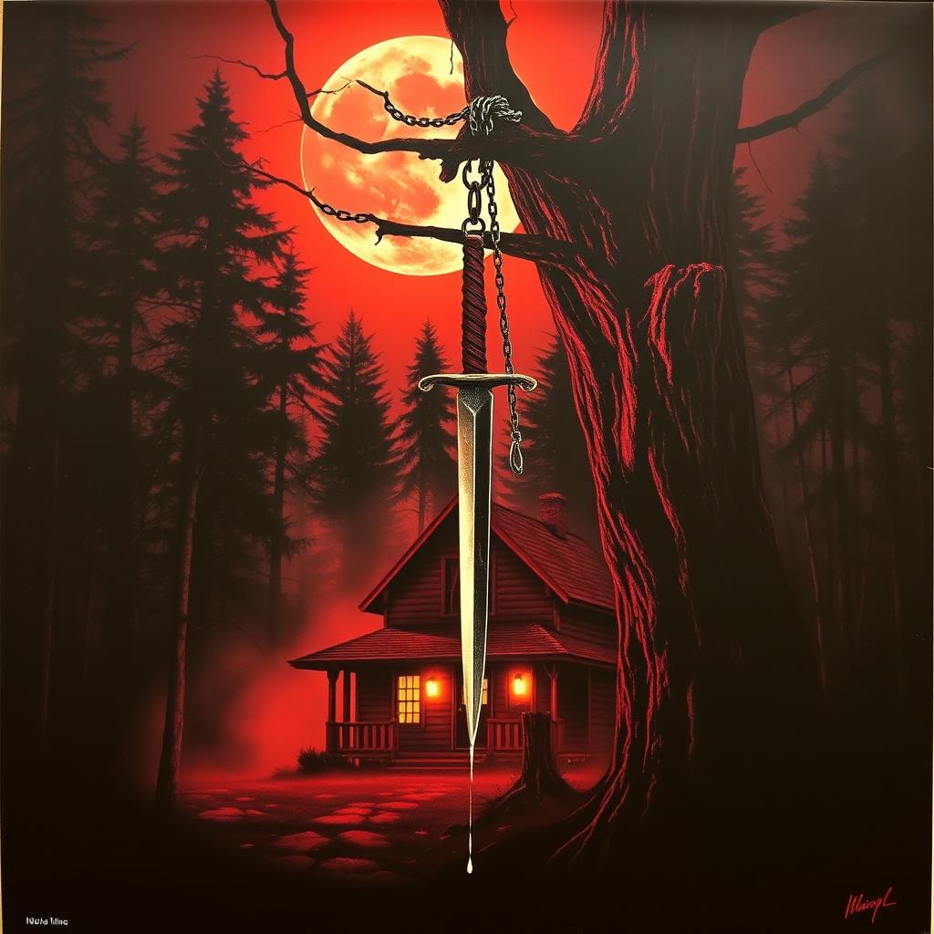 A vintage 1981 horror movie poster depicting a chilling scene in a haunted forest