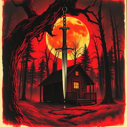 A vintage 1981 horror movie poster depicting a chilling scene in a haunted forest