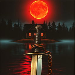 1981 horror movie poster featuring a dimly lit, eerie cabin under a blood-red moon