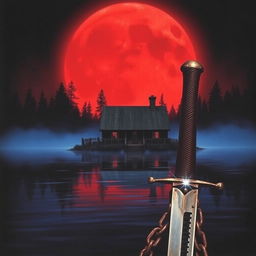 1981 horror movie poster featuring a dimly lit, eerie cabin under a blood-red moon