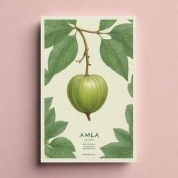 A 5.7inch by 2.5inch print design featuring amla (Indian gooseberry) in a creative and aesthetic layout. The depiction should be vibrant and capture the essence of the fruit.