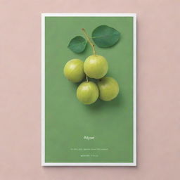 A 5.7inch by 2.5inch print design featuring amla (Indian gooseberry) in a creative and aesthetic layout. The depiction should be vibrant and capture the essence of the fruit.