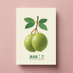 A 5.7inch by 2.5inch print design featuring amla (Indian gooseberry) in a creative and aesthetic layout. The depiction should be vibrant and capture the essence of the fruit.