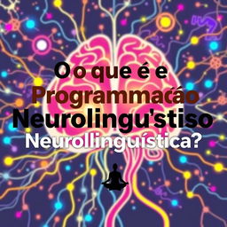 A vibrant YouTube thumbnail featuring bold text 'O que é Programação Neurolinguística?' against a dynamic background symbolizing the brain and neural pathways