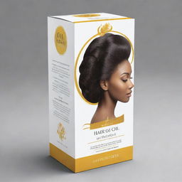 A print design for a hair oil box. The design should incorporate elements related to hair care, emphasizing the natural and beneficial properties of the oil.