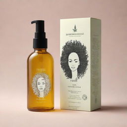 A print design for a hair oil box. The design should incorporate elements related to hair care, emphasizing the natural and beneficial properties of the oil.