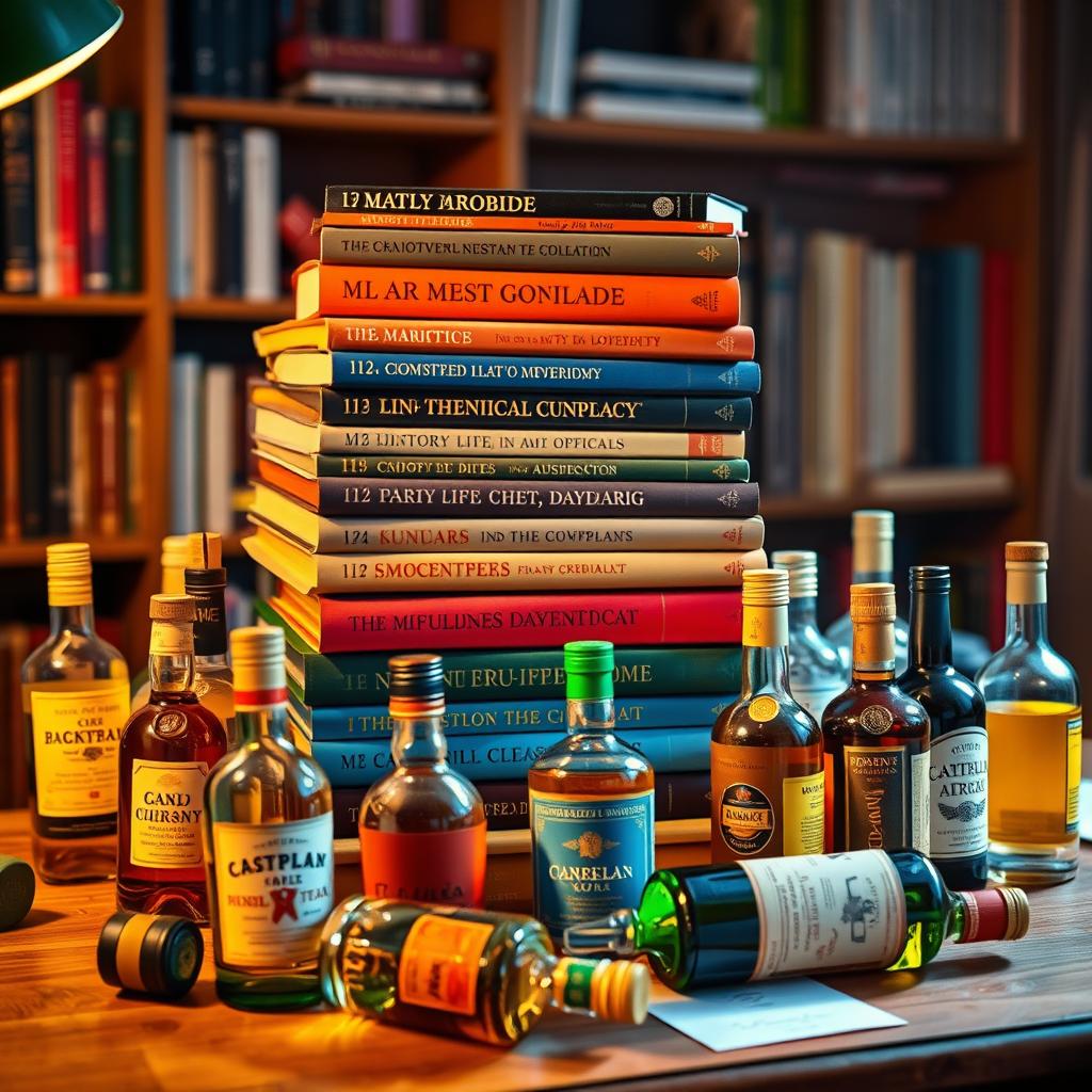 A visually intriguing scene of a stack of diverse university textbooks, each with colorful spines and academic titles, is positioned on a wooden study desk